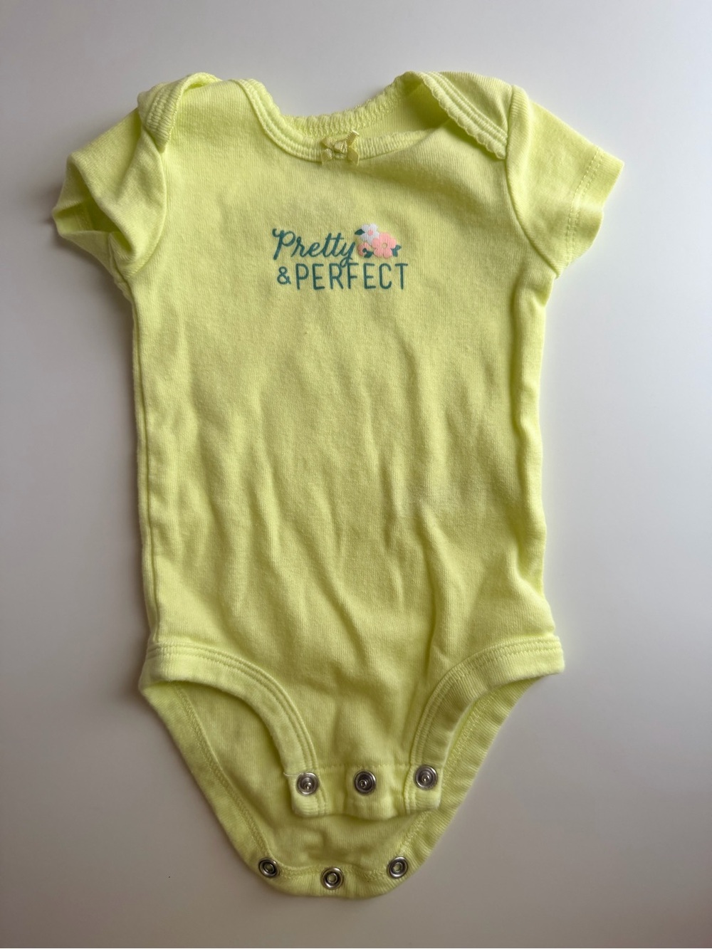 Carter’s Newborn “Pretty & Perfect” Yellow Short Sleeve Bodysuit | NB
